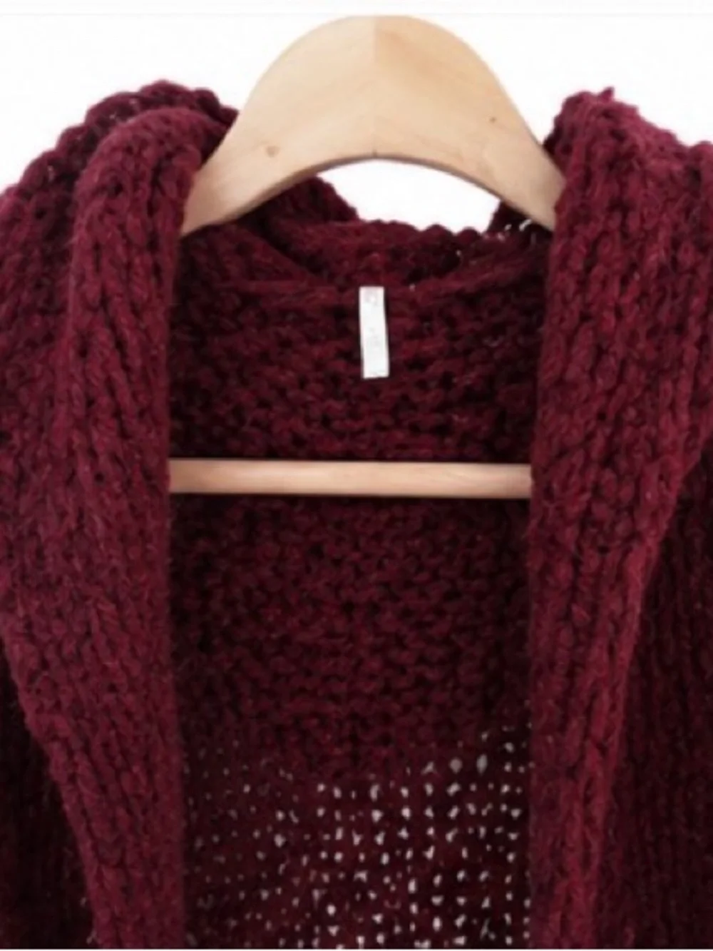 Free People Hooded Long Cardigan in Deep Burgundy